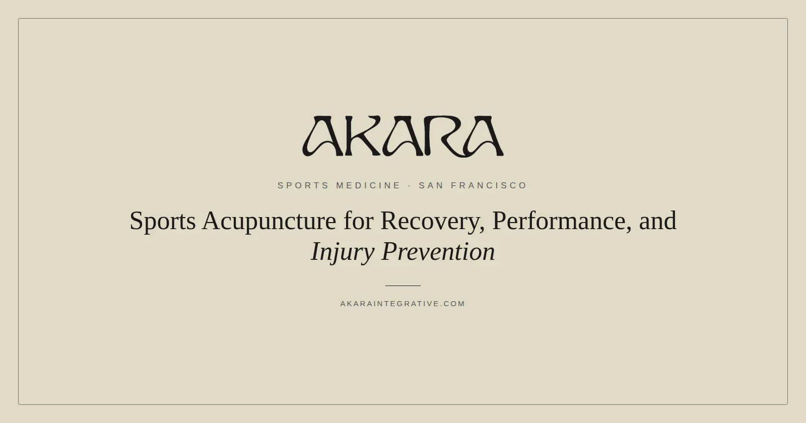Sports Acupuncture for Recovery, Performance, and Injury Prevention